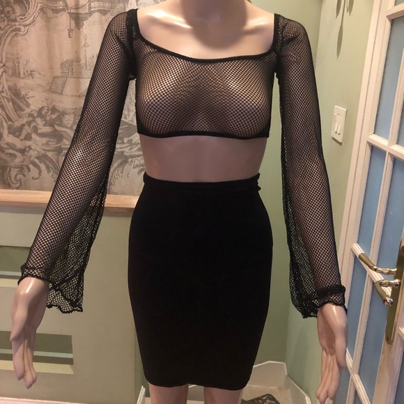Dirty Brand Tops - Dirty Brand black cropped fishnet top, L
